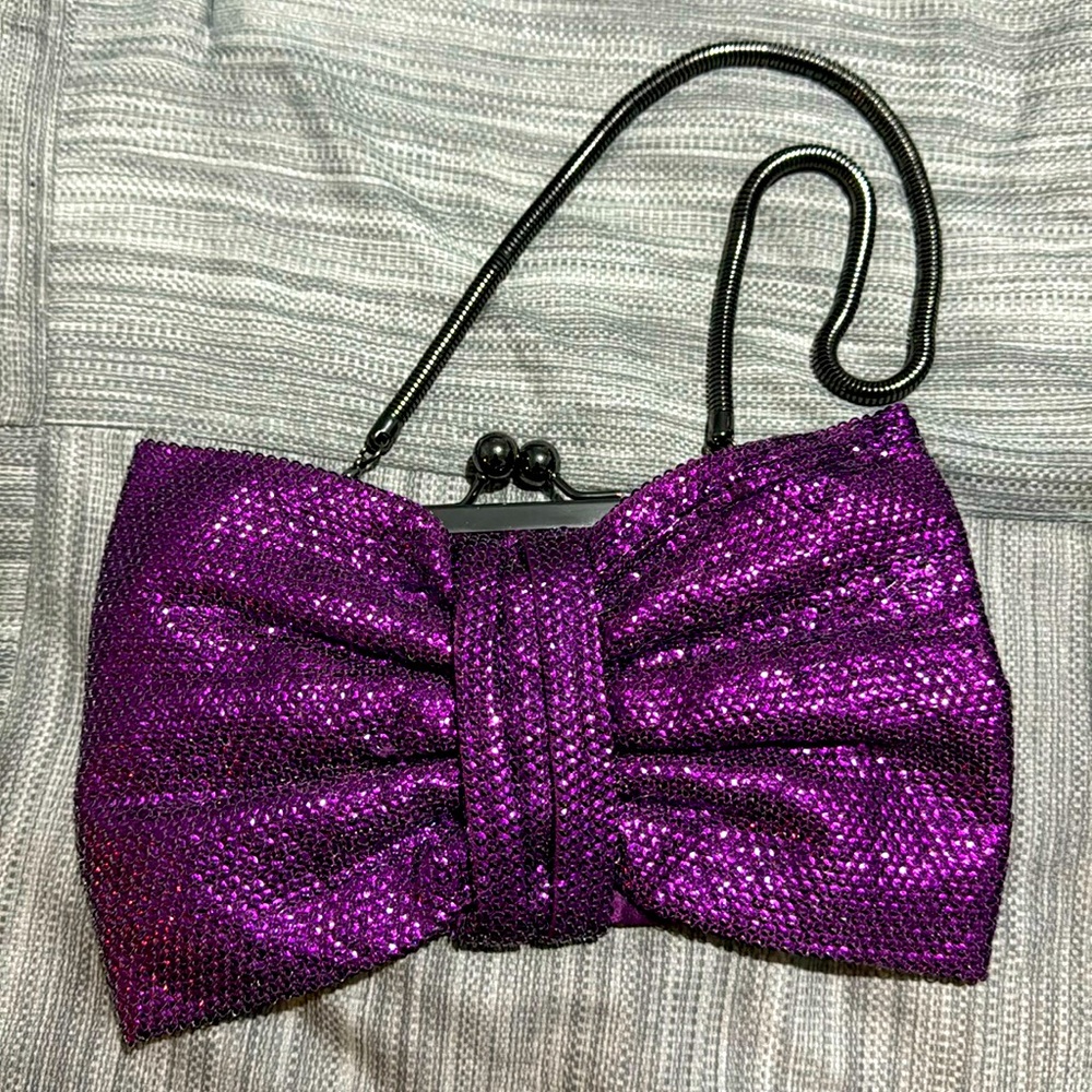 Betsey Johnson Purple Bow Clutch Purse